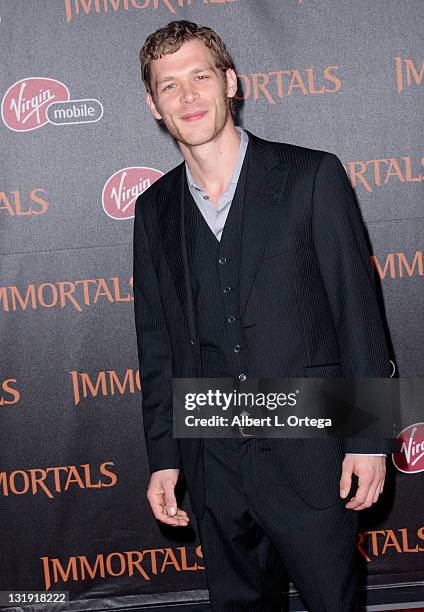 Actor Joseph Morgan arrives for the Premiere Of Relativity Media's "Immortals" Presented In RealD 3D held at Nokia Theatre L.A. Live on November 7,...