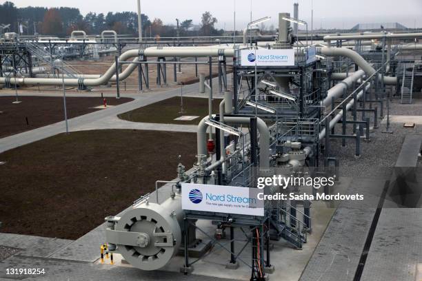 General view of central facility where the Nord Stream Baltic Sea gas pipeline reaches western Europe prior to the pipeline's official inauguration...