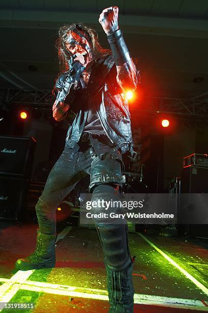 Mathias NygÃ¥rd of Turisas performs on stage during Damnation Festival at Leeds University on November 5, 2011 in Leeds, United Kingdom.