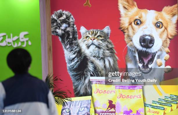 People visit Josera petfood booth during the 2021 Pet Fair Beijing at China National Convention Center on May 19, 2021 in Beijing, China.