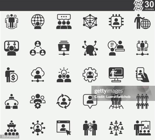 business,human network silhouette icons - standing out from the crowd network stock illustrations