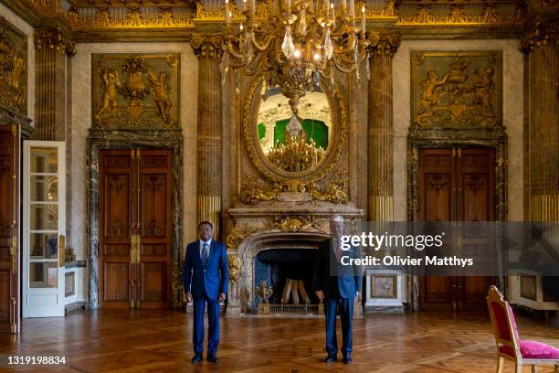 King Philippe of Belgium receives in audience President of the Republic of Togo Faure Gnassingbé in the Royal Palace on May 20, 2021 in Brussels,...