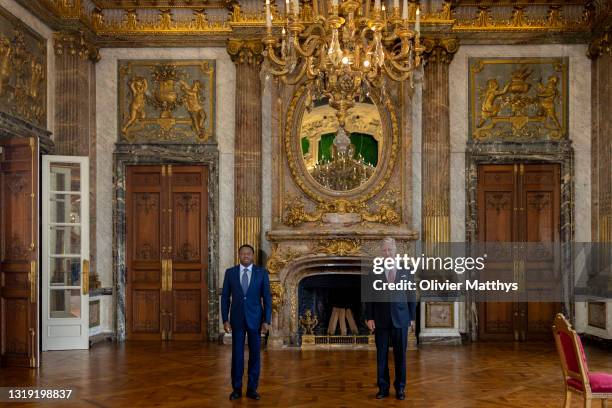 King Philippe of Belgium receives in audience President of the Republic of Togo Faure Gnassingbé in the Royal Palace on May 20, 2021 in Brussels,...