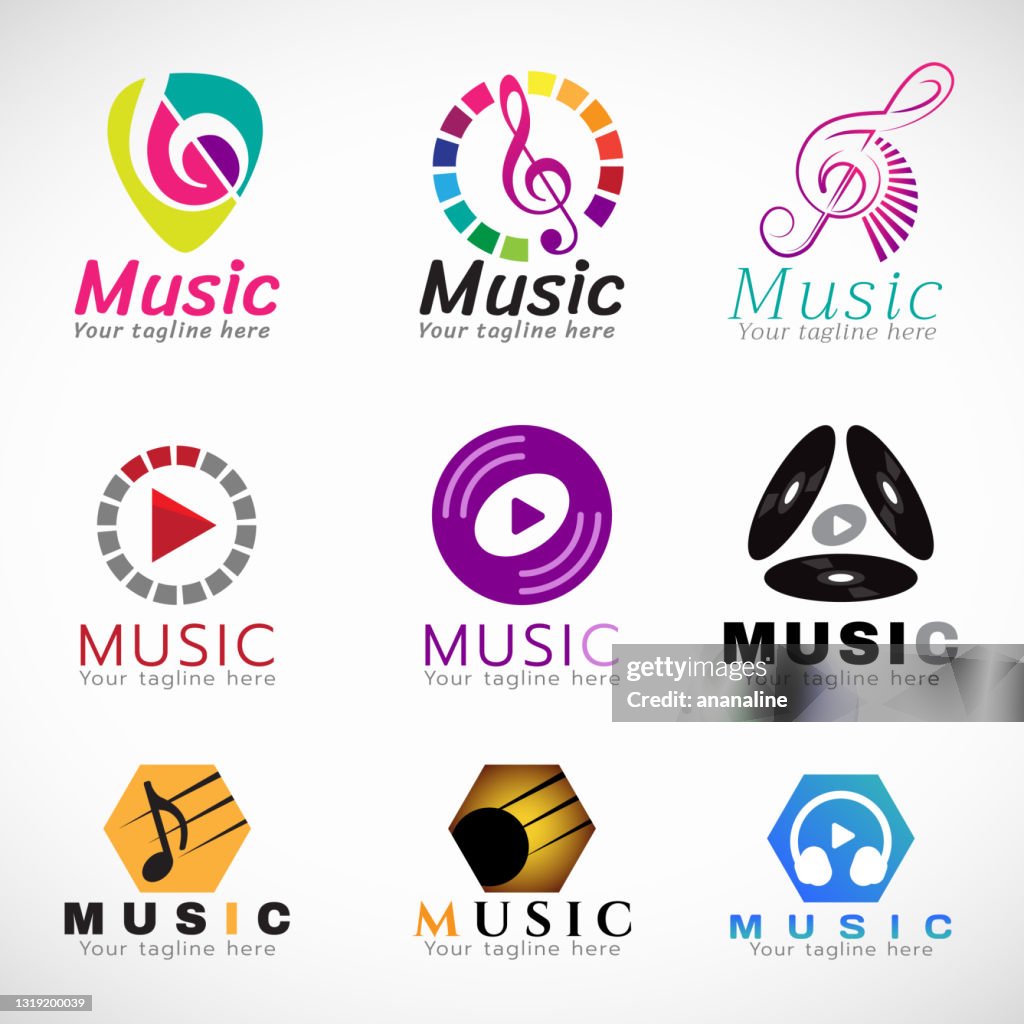 Music Program Signs Music Signs Vector Set Design Music Key Sign And Cd Play Sign And ...