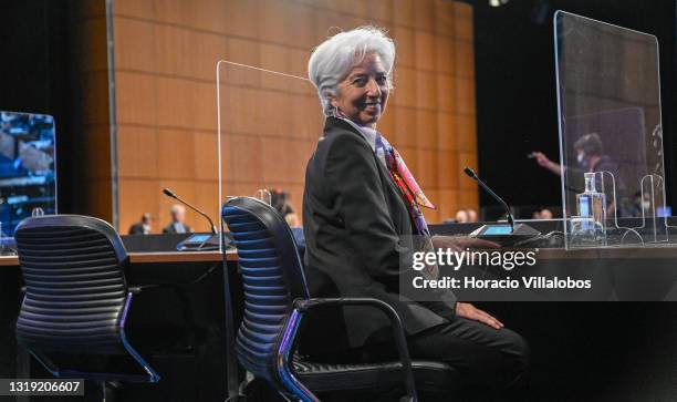 The President of the European Central Bank Christine Lagarde during the first of the informal meetings of Eurogroup and ECOFIN in Centro Cultural de...