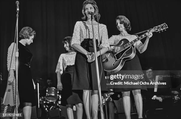 The Carter Family performing live at Columbia Recording Studios, possibly during the recording of 'An Historic Reunion' at Columbia Recording Studios...