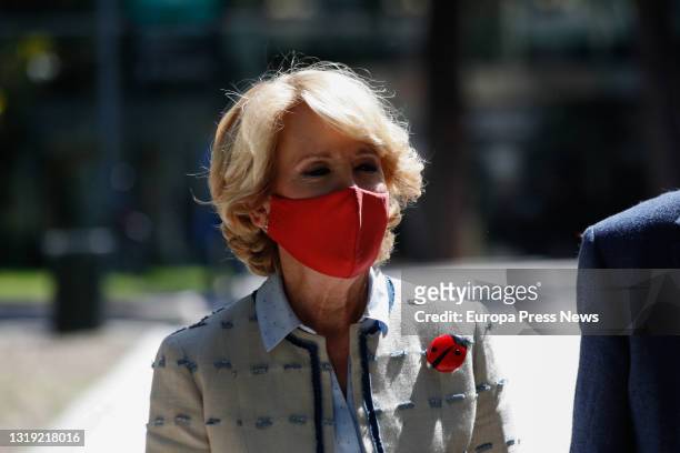 The former president of the Community of Madrid Esperanza Aguirre attends the presentation of her new book, 'Sin complejos', at the Municipal Library...