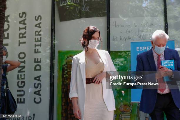 The acting president of the Community of Madrid, Isabel Diaz Ayuso and the writer Mario Vargas Llosa , attend the presentation of the book 'Sin...