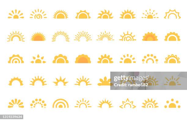 sun, sunrise, sunset, sunburst icons. pixel perfect. design elements. for mobile and web. - starburst icon stock illustrations