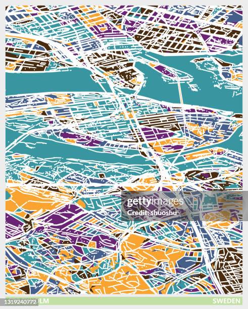 art  illustration style map,stockholm city,sweden - stockholm map stock illustrations