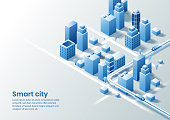 Smart city isometric design concept of simple smart city.