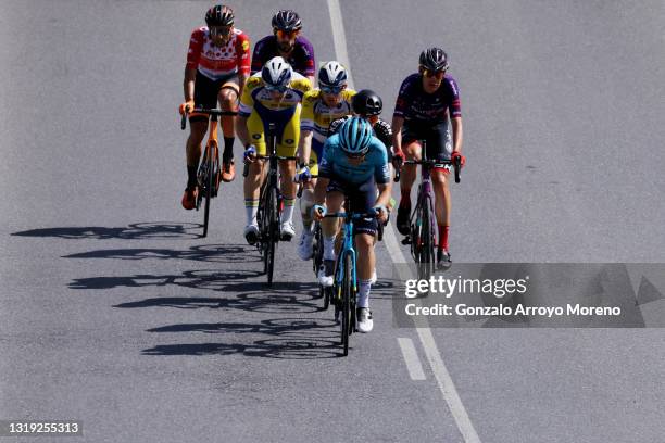 Benjamin Perry of Canada and Team Astana – Premier Tech, Luis Ángel Maté Mardones of Spain and Team Euskaltel - Euskadi red mountain jersey, Robbe...