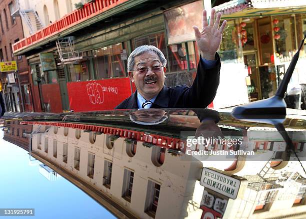 San Francisco mayor Ed Lee waves to supporters after a campaign stop in Chinatown on November 8, 2011 in San Francisco, California. Candidates for...