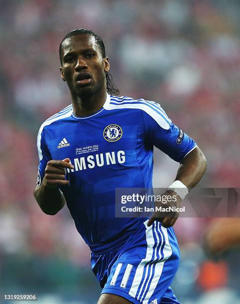 Didier Drogba of Chelsea is seen in action during UEFA Champions League Final between FC Bayern Muenchen and Chelsea at the Fussball Arena München on...