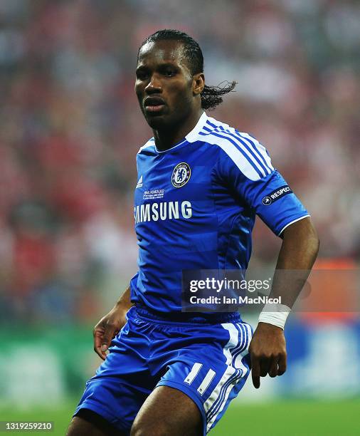 Didier Drogba of Chelsea is seen in action during UEFA Champions League Final between FC Bayern Muenchen and Chelsea at the Fussball Arena München on...