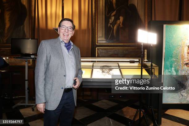 Jürgen A. Messmer attends the exhibition opening "Leonismo" by artist Leon Loewentraut on May 21, 2021 in Venice, Italy. In the library, directly on...