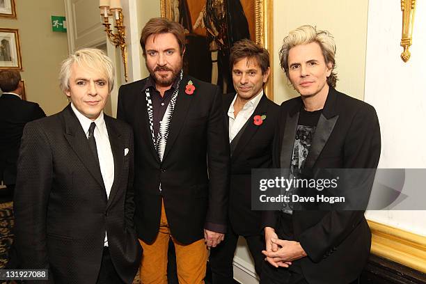 Nick Rhodes, Simon Le Bon, Roger Taylor and John Taylor of Duran Duran attend the video launch of Duran Duran 'Girl Panic!' at The Savoy Hotel on...