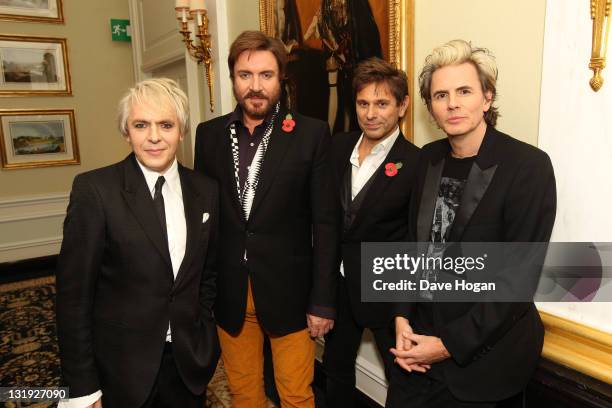 Nick Rhodes, Simon Le Bon, Roger Taylor and John Taylor of Duran Duran attend the video launch of Duran Duran 'Girl Panic!' at The Savoy Hotel on...