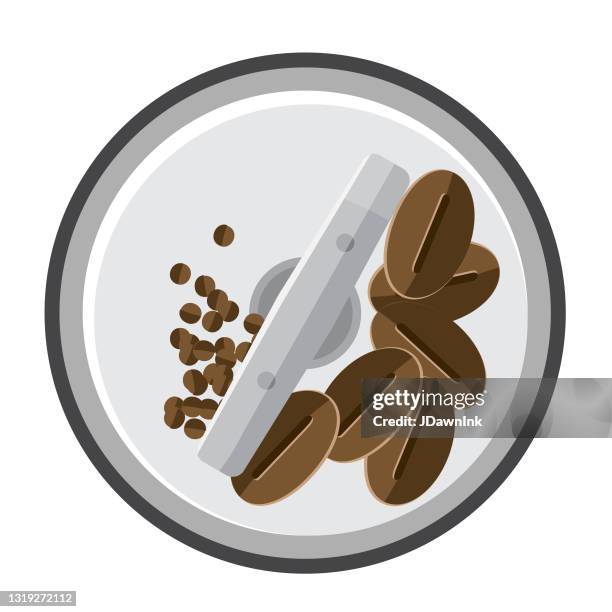 coffee grinder high angle view flat design themed icon - grinder isolated stock illustrations
