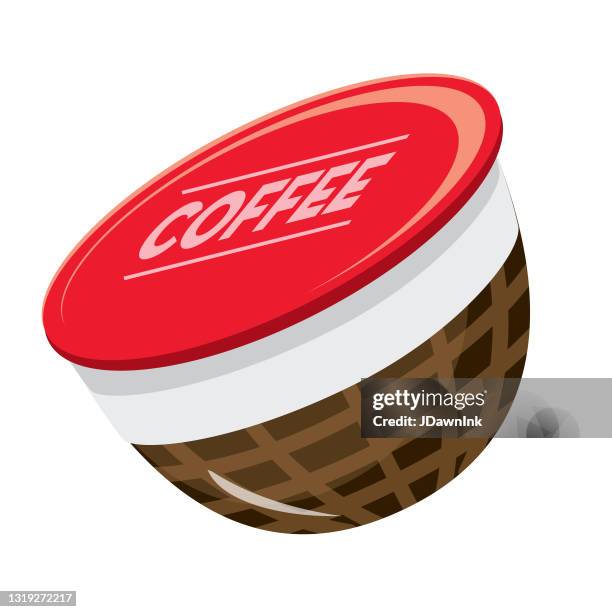 single brew coffee pod flat design themed icon - coffee capsule stock illustrations