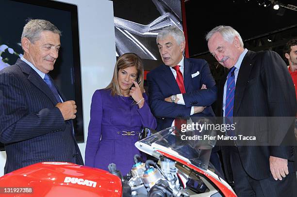 Corrado Capelli President of EICMA, Emma Marcegaglia President of Confindustria, Gabriele Del Torchio CEO of Ducati and Alberto Bombassei at the...