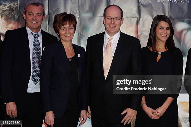 Gregory Lemarchal parents, SAS Prince Albert II of Monaco and Karine Ferri attend the Gala Event Against Cystic Fibrosis At Cinema Le Sporting on...