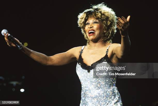 Tina Turner performs at Shoreline Amphitheatre on May 23, 1997 in Mountain View, California.