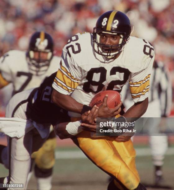 Pittsburgh Steelers John Stallworth during game action against Los Angeles Raiders during playoff game, January 1, 1984 in Los Angeles, California.