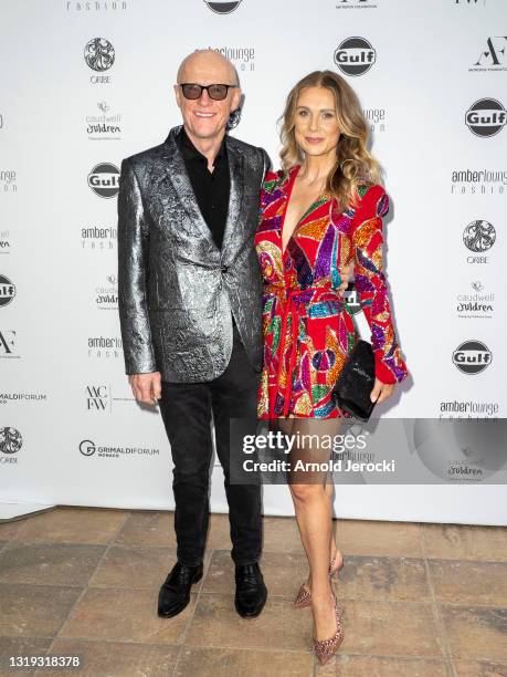 John Caudwell and Modesta Vzesniauskaite attends the Amber Lounge 2021 Fashion Show on May 21, 2021 in Monte-Carlo, Monaco.