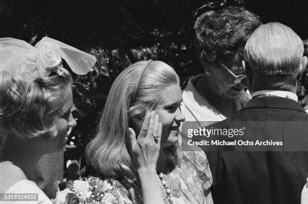 Tricia Nixon, daughter of US President Richard Nixon and First Lady Pat Nixon, attends a wedding at St Andrew's Presbyterian Church in Newport Beach,...