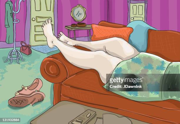 Woman laying on a sofa