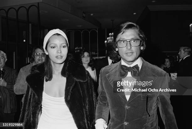 Nicaraguan-American model and actress Barbara Carrera and American film producer Robert Evans attend a celebration remembering film producer David O...
