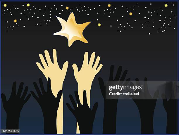 ilustraciones, imágenes clip art, dibujos animados e iconos de stock de alcance de estrellas - alcanzar las extrellas