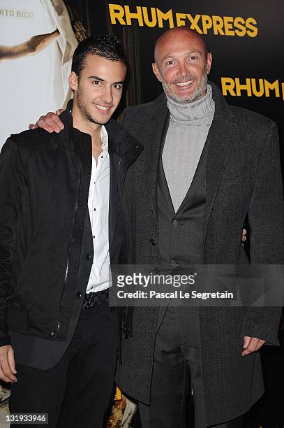 Franck Leboeuf and son Hugo attend the 'Rhum Express' Paris Premiere at Cinema Gaumont Marignan on November 8, 2011 in Paris, France.