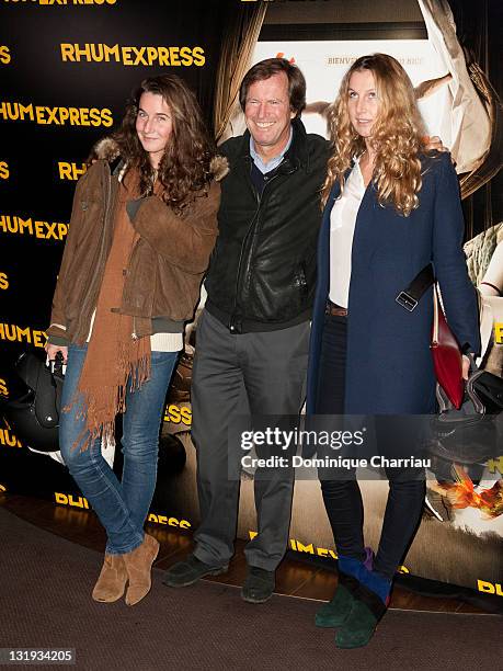 Hubert Auriol with daughters Jenna and Leslie attend the 'Rhum Express' Paris Premiere at Cinema Gaumont Marignan on November 8, 2011 in Paris,...