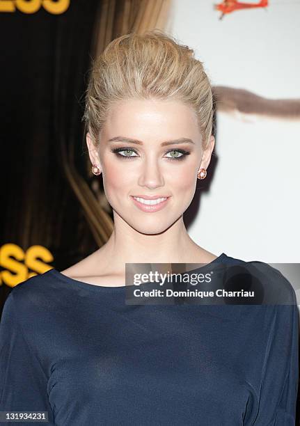 Amber Heard attends the 'Rhum Express' Paris Premiere at Cinema Gaumont Marignan on November 8, 2011 in Paris, France.