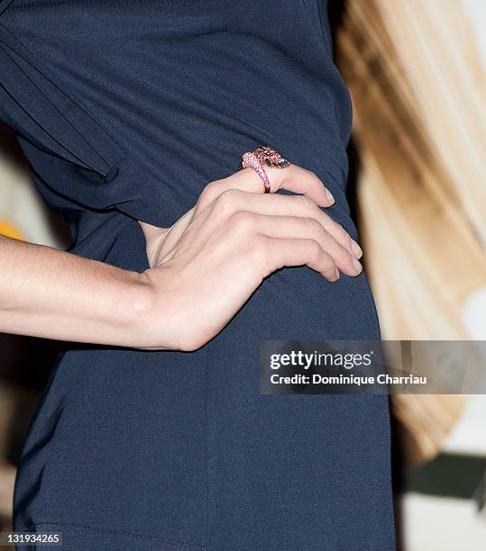 Jewel worn by Amber Heard as she attends the 'Rhum Express' Paris Premiere at Cinema Gaumont Marignan on November 8, 2011 in Paris, France.