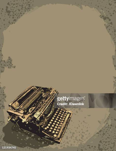 vintage retro typewriter on sepia background - sepia stock illustrations