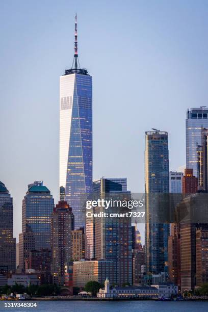 freedom tower and lower manhattan - ferry terminal stock pictures, royalty-free photos & images