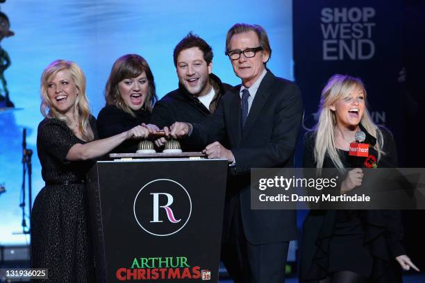 Ashley Jensen, Kelly Clarkson, Matt Cardle, Bill Nighy and Emma Bunton switch on the Christmas lights in Regent Street, celebrating the new film...