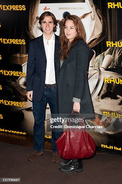 Anouchka Delon and Julien Dereins attend the'Rhum Express' Paris Premiere at Cinema Gaumont Marignan on November 8, 2011 in Paris, France.