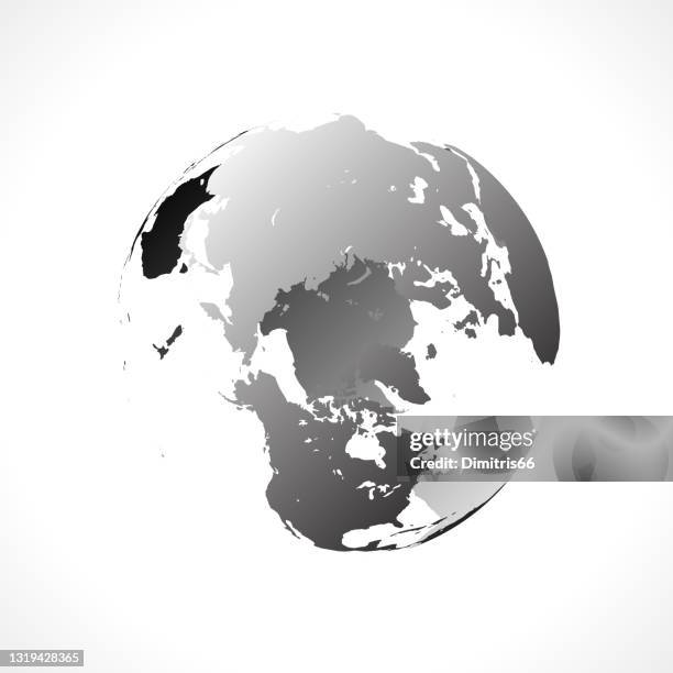 earth globe, north pole view. - 3d globe model stock illustrations