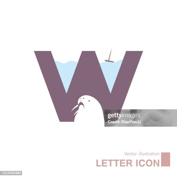 vektor gezeichnet englische alphabet kreative idee. - w stock-grafiken, -clipart, -cartoons und -symbole