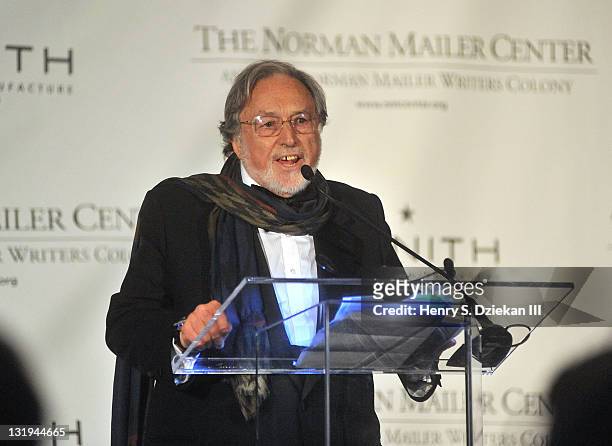 Lawrence Schiller, President and Co-Founder, The Norman Mailer Center speaks at the 3rd Annual Norman Mailer Center Gala at the Mandarin Oriental...