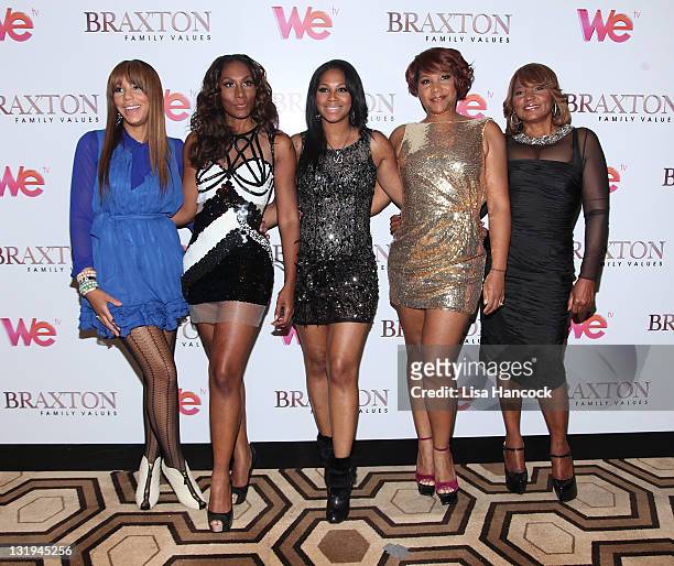 Tamar Braxton, Towanda Braxton, Trina Braxton, Traci Braxton, and Evelyn Braxton attend the "Braxton Family Values" Season 2 premiere at the Tribeca...