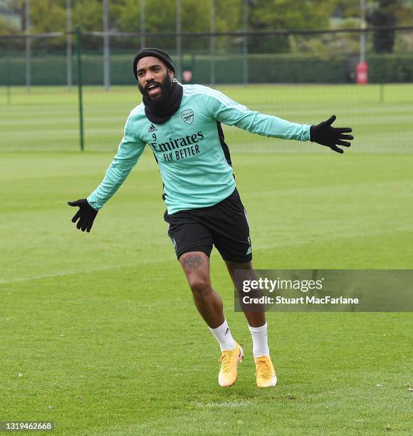 Alex Lacazette of Arsenal during a training session at London Colney on May 22, 2021 in St Albans, England.