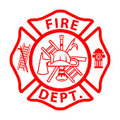 fireman emblem sign on white background. fire department symbol. firefighter