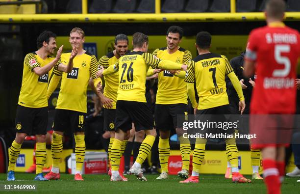 Lukasz Piszczek of Borussia Dortmund leaves the pitch after his last game for the club during the Bundesliga match between Borussia Dortmund and...