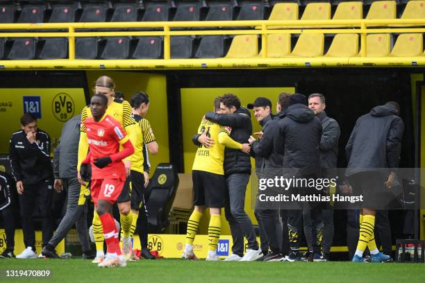 Lukasz Piszczek of Borussia Dortmund leaves the pitch after his last game for the club during the Bundesliga match between Borussia Dortmund and...