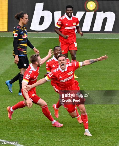 Max Kruse of 1. FC Union Berlin celebrates after scoring their side's second goal during the Bundesliga match between 1. FC Union Berlin and RB...